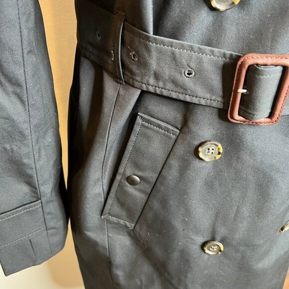J.Crew Womens $348 Petite New Icon Trench Coat Black Size P0 BF458 - Picture 5 of 13